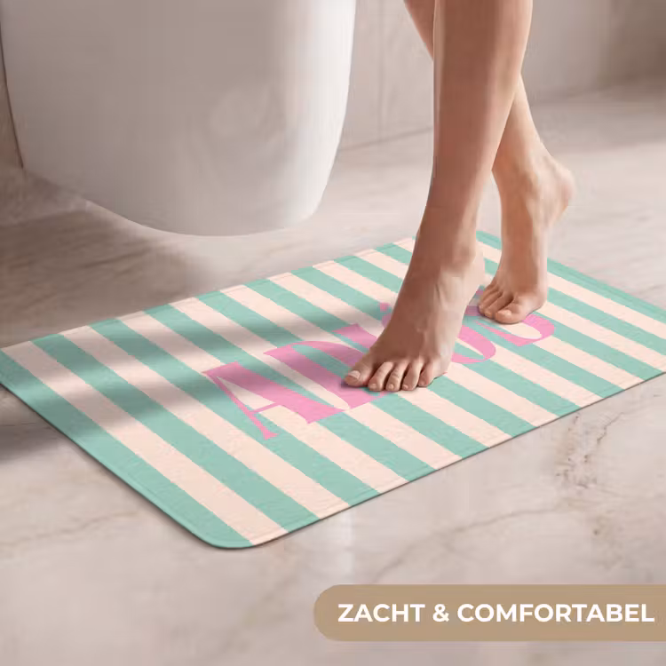 WC Mat - Groen - Strepen - Roze - Adiós — 7