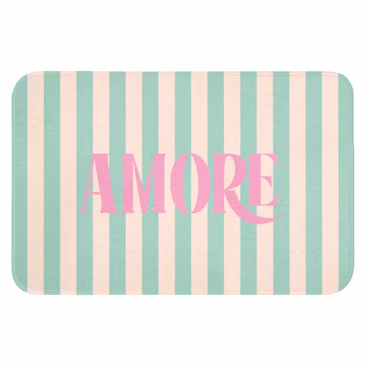 WC Mat - Roze - Groen - Strepen - Amore — 1