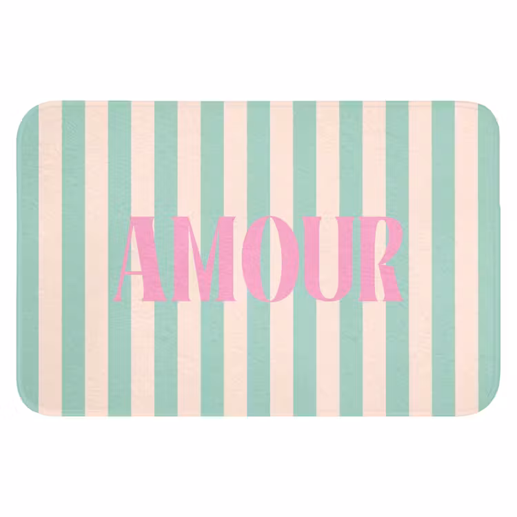 WC Mat - Roze - Groen - Strepen - Amour — 1