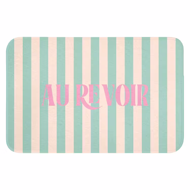 WC Mat - Roze - Groen - Strepen - Au revoir — 1