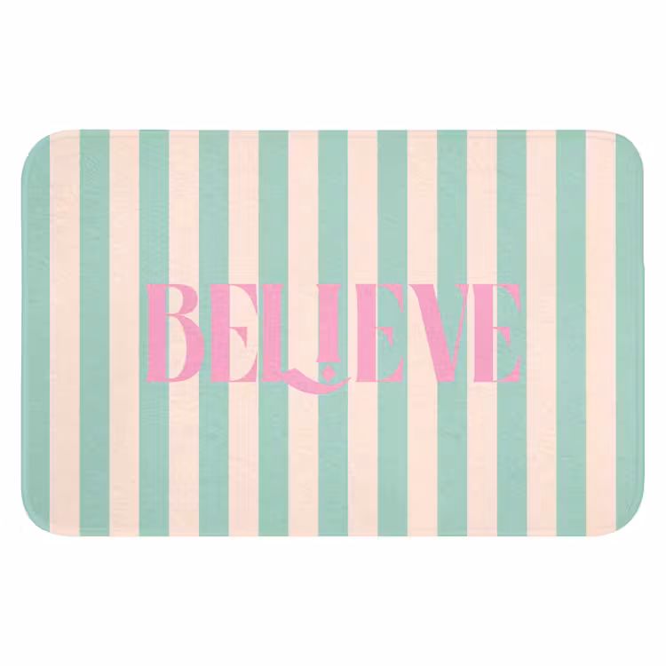 WC Mat - Roze - Groen - Strepen - Believe — 1