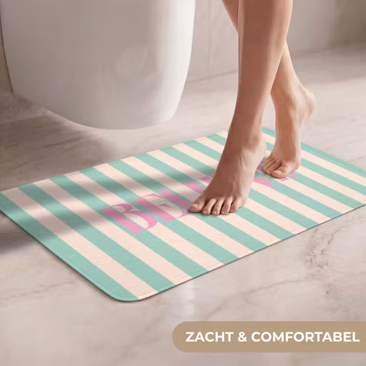 WC Mat - Roze - Groen - Strepen - Believe — 7