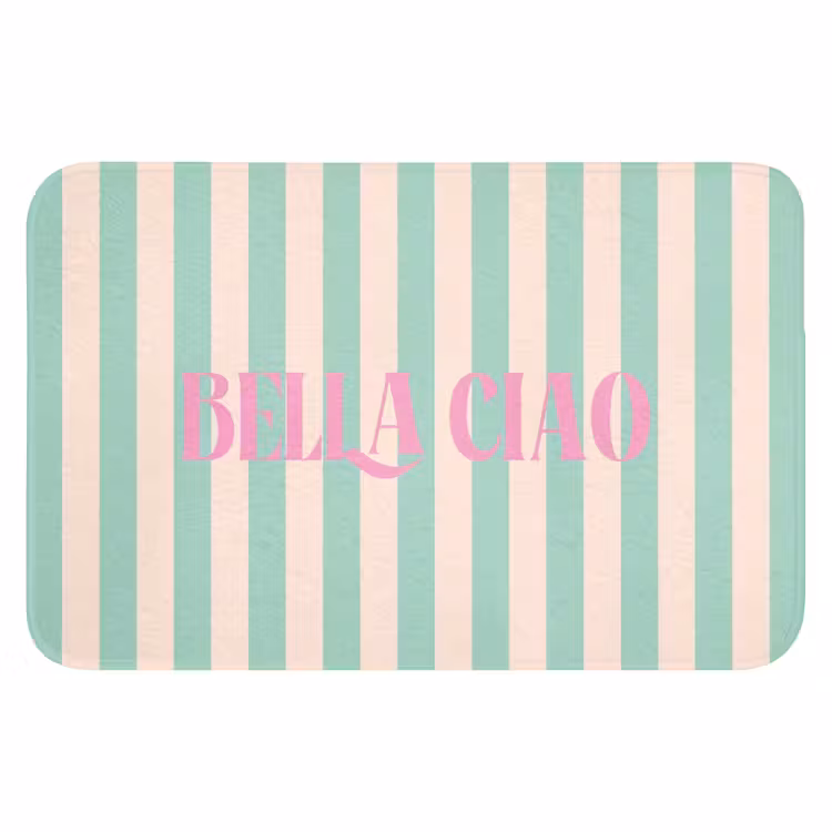WC Mat - Roze - Groen - Strepen - Bella ciao — 1
