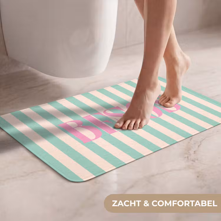 WC Mat - Roze - Groen - Strepen - Besos — 7