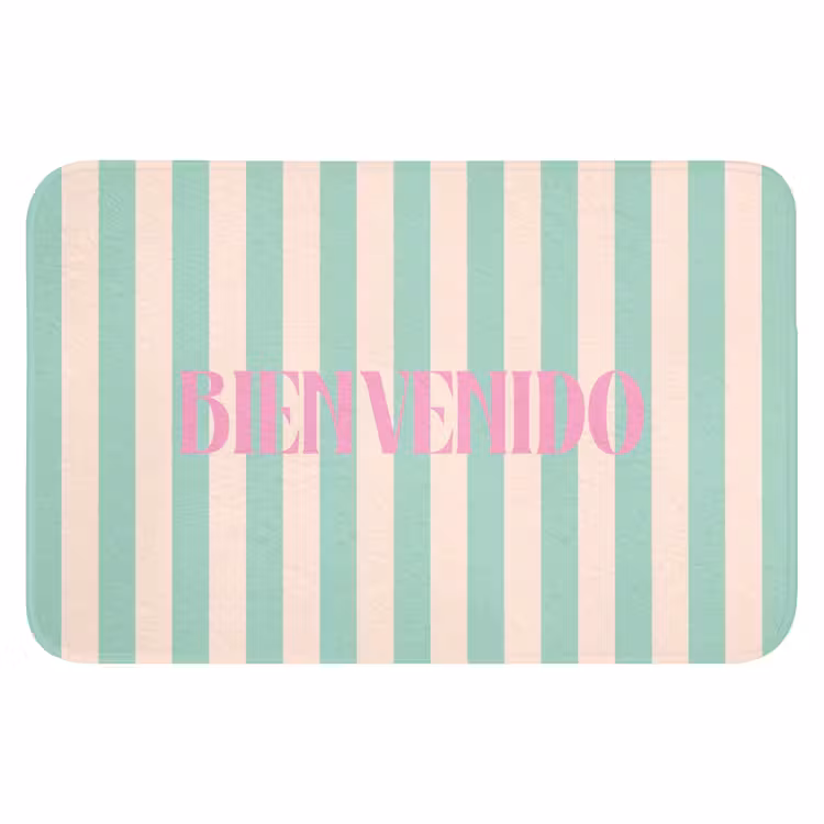 WC Mat - Roze - Groen - Strepen - Bienvenido — 1
