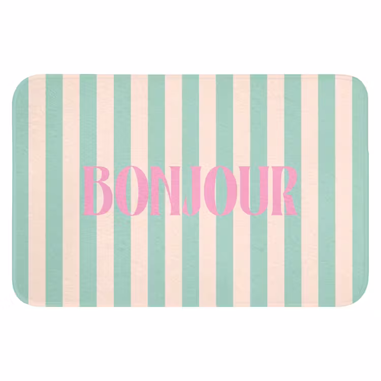 WC Mat - Roze - Groen - Strepen - Bonjour — 1