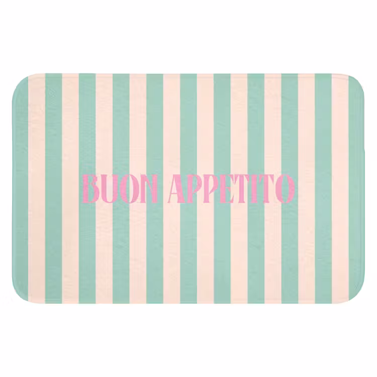 WC Mat - Roze - Groen - Strepen - Buon appetito — 1
