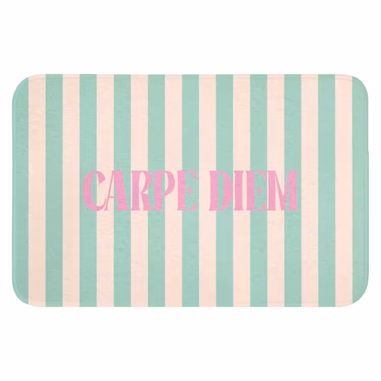 WC Mat - Roze - Groen - Strepen - Carpe diem — 1