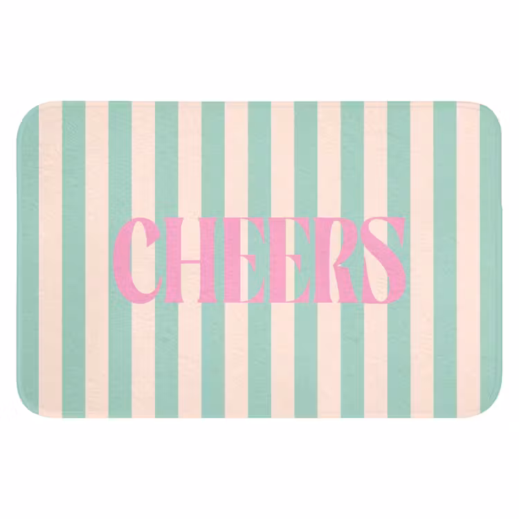 WC Mat - Roze - Groen - Strepen - Cheers — 1