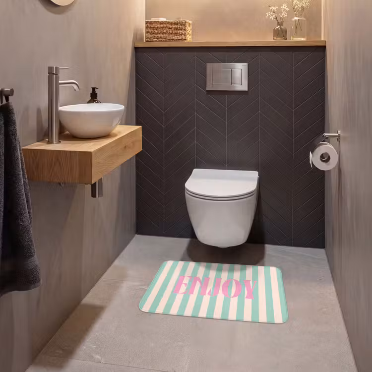 WC Mat - Roze - Groen - Strepen - Enjoy — 2