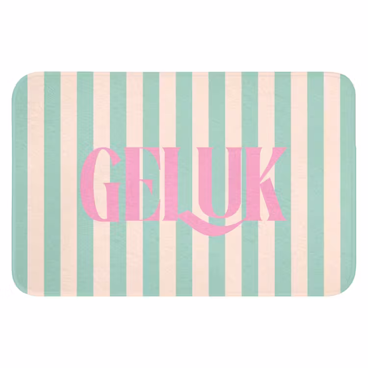 WC Mat - Roze - Groen - Strepen - Geluk — 1