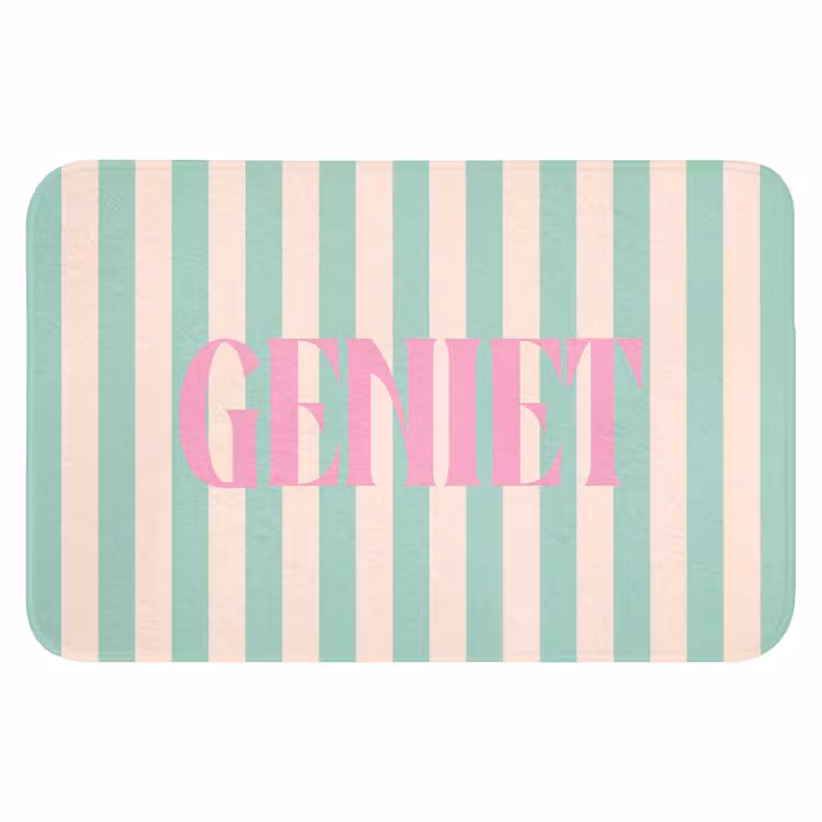 WC Mat - Roze - Groen - Strepen - Geniet — 1