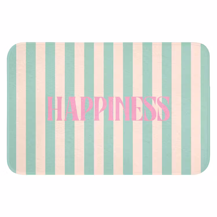 WC Mat - Roze - Groen - Strepen - Happiness — 1