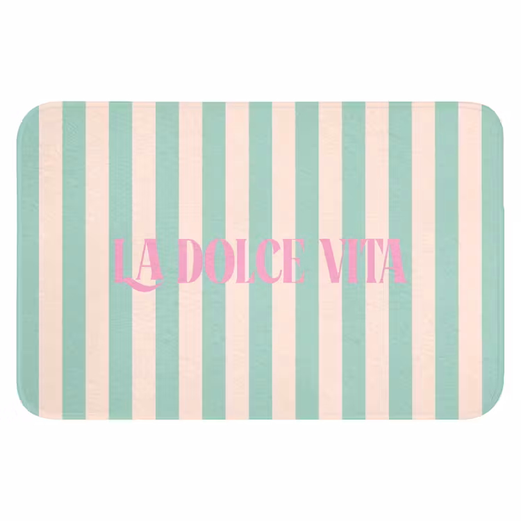 WC Mat - Roze - Groen - Strepen - La dolce vita — 1