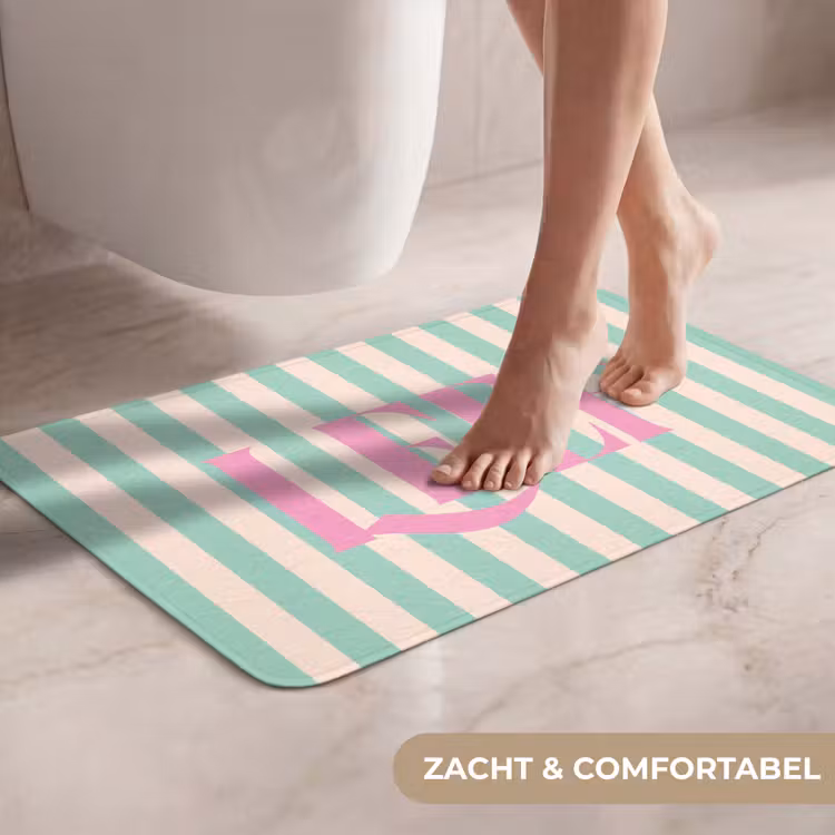 WC Mat - Roze - Groen - Strepen - Leef — 7