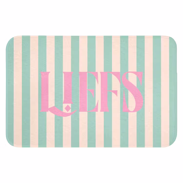 WC Mat - Roze - Groen - Strepen - Liefs — 1