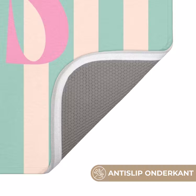 WC Mat - Roze - Groen - Strepen - Liefs — 3