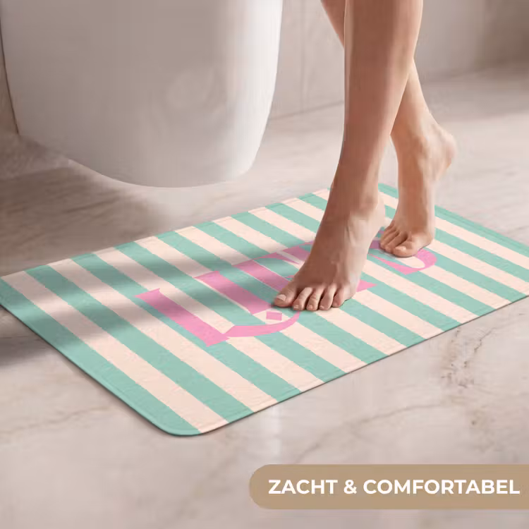 WC Mat - Roze - Groen - Strepen - Liefs — 7