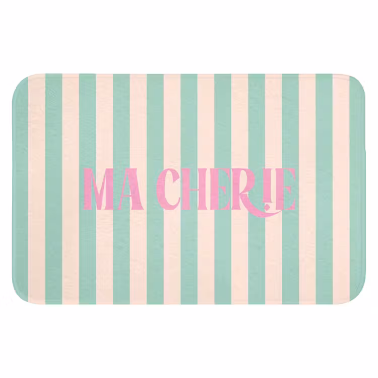 WC Mat - Roze - Groen - Strepen - Ma cherie — 1