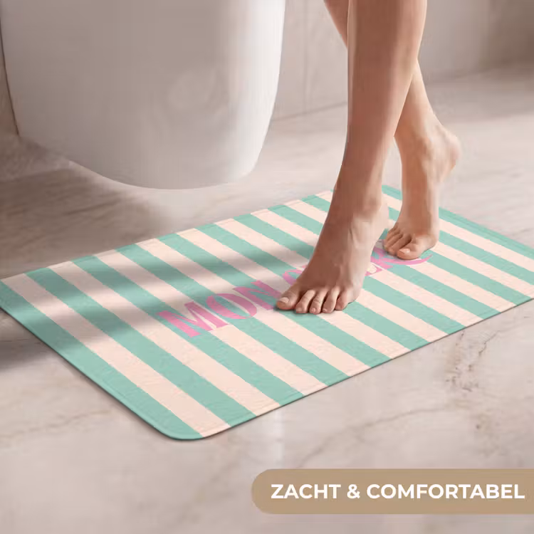 WC Mat - Roze - Groen - Strepen - Mon chéri — 7
