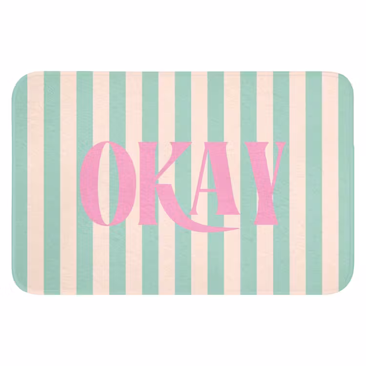 WC Mat - Roze - Groen - Strepen - Okay — 1