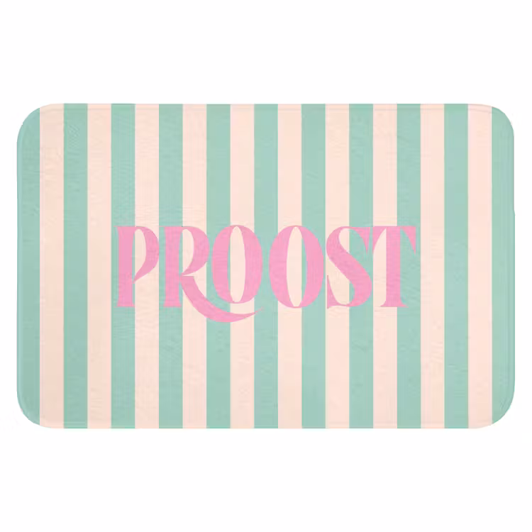 WC Mat - Roze - Groen - Strepen - Proost — 1