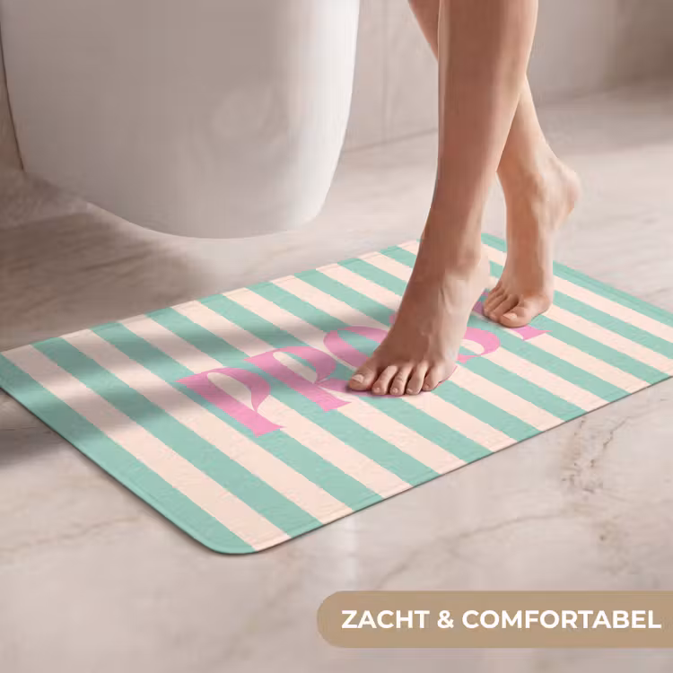WC Mat - Roze - Groen - Strepen - Prost — 7