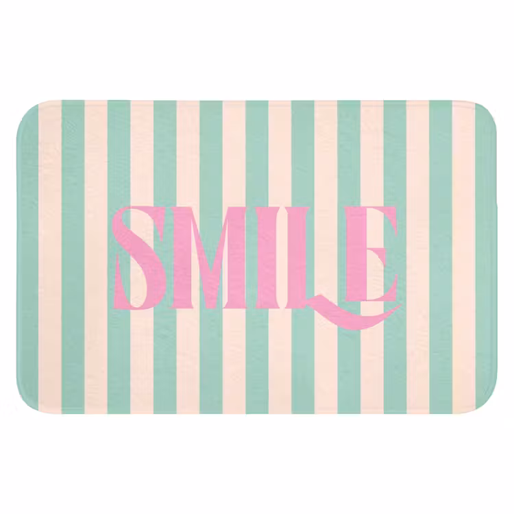 WC Mat - Roze - Groen - Strepen - Smile — 1