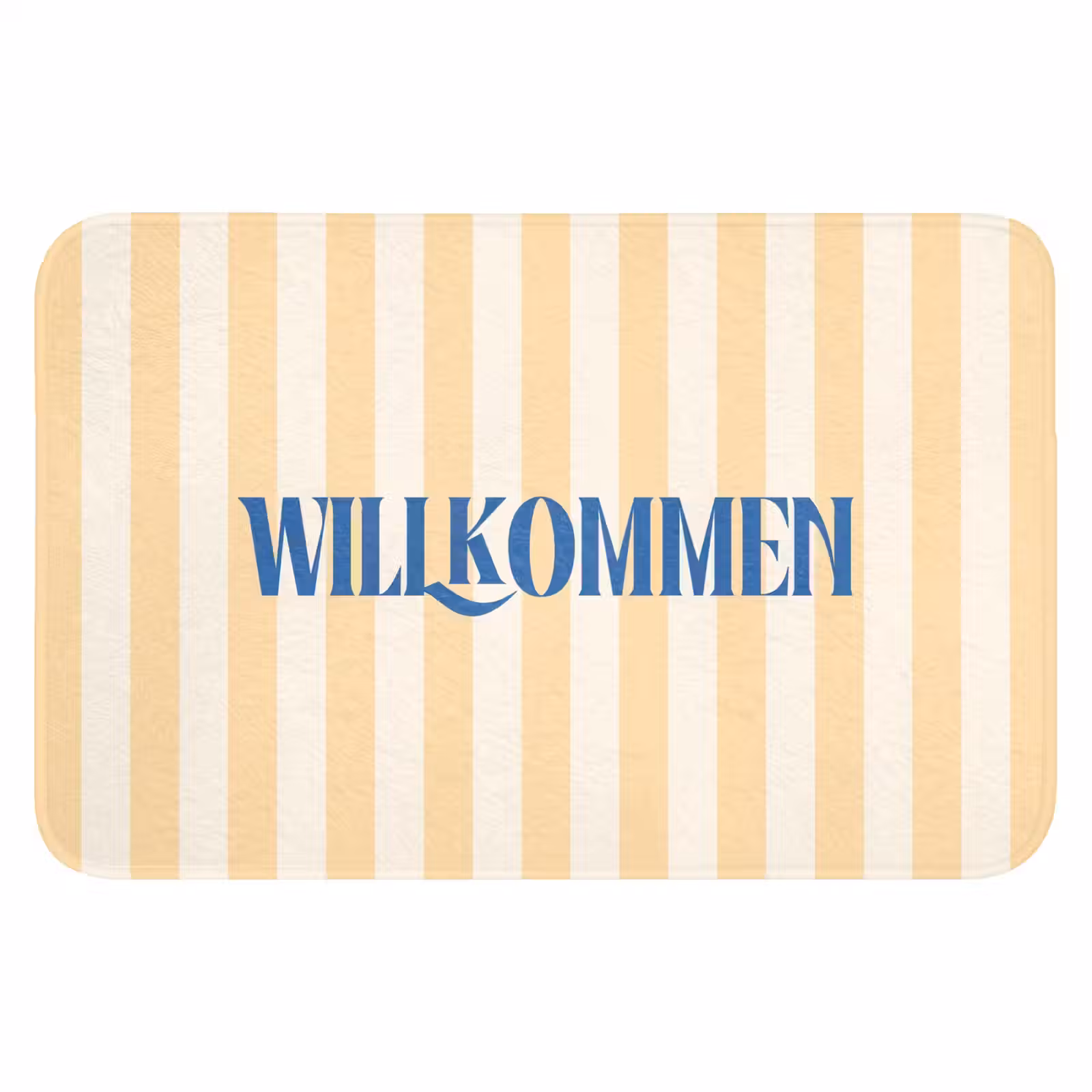 WC Mat - Blauw - Geel - Strepen - Willkommen — 1