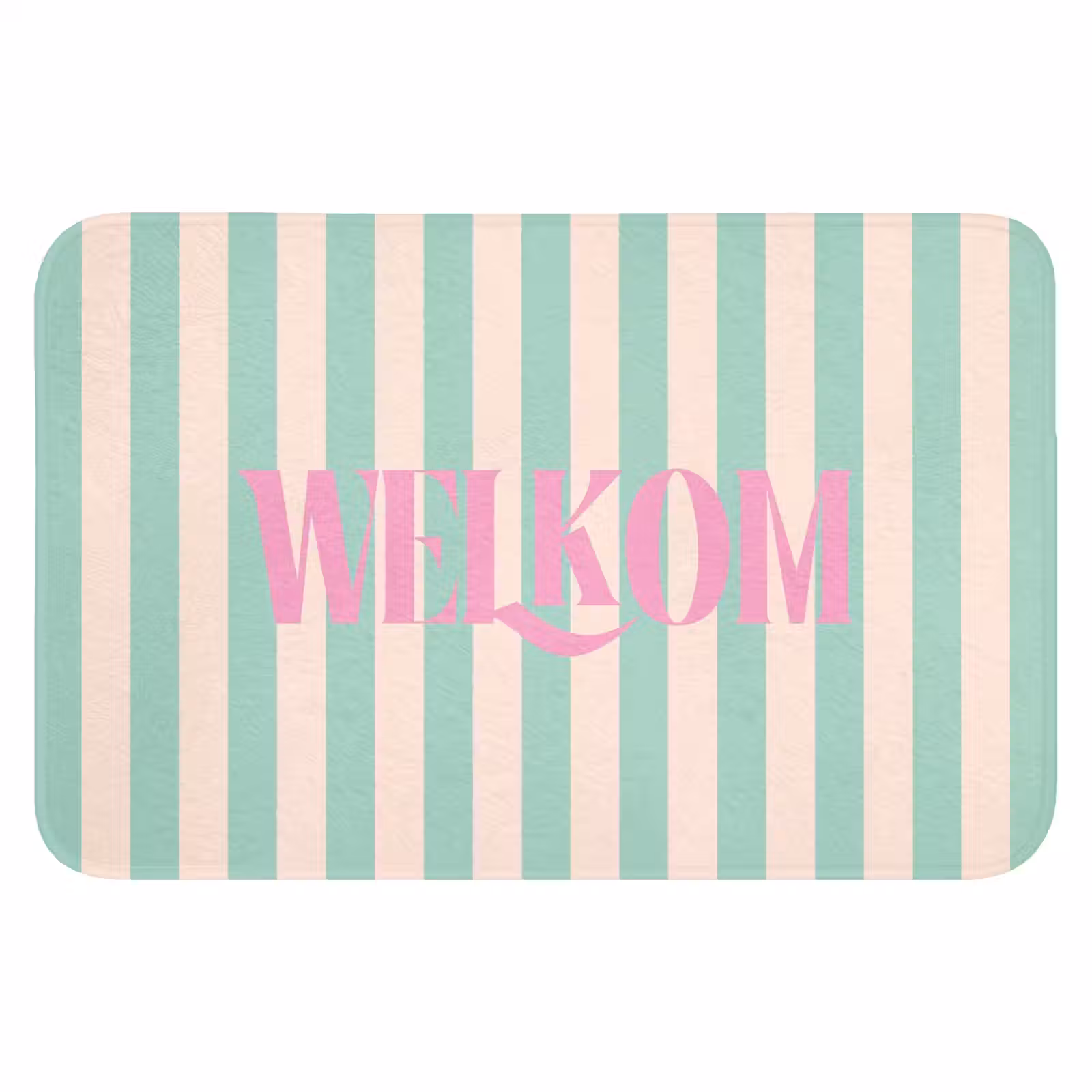 WC Mat - Roze - Groen - Strepen - Welkom — 1