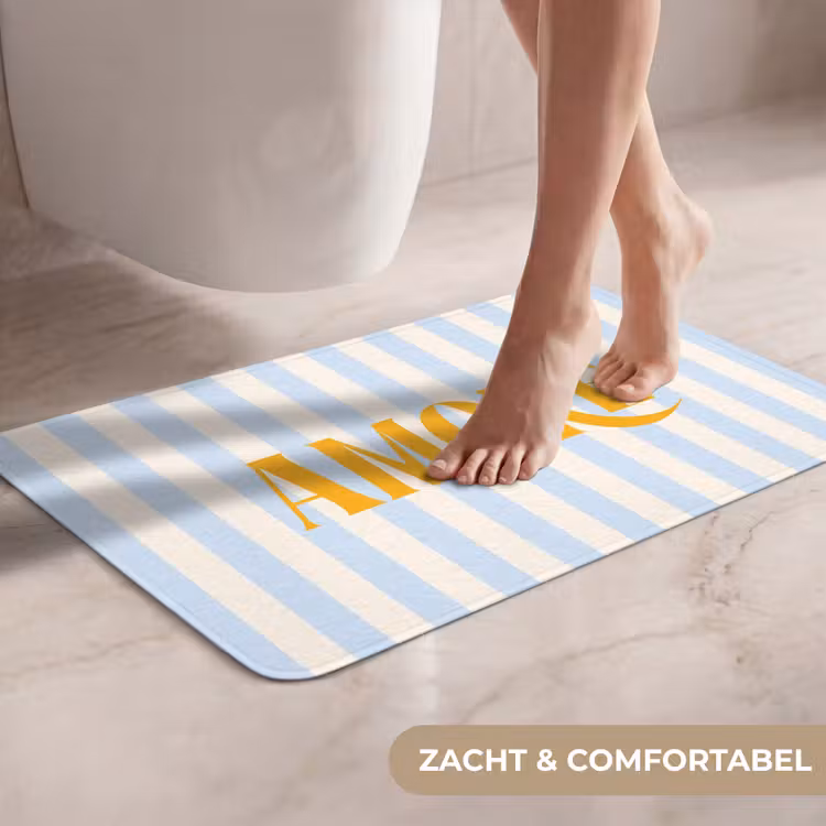 WC Mat - Oranje - Blauw - Strepen - Amore — 7