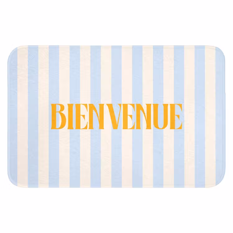 WC Mat - Oranje - Blauw - Strepen - Bienvenue — 1