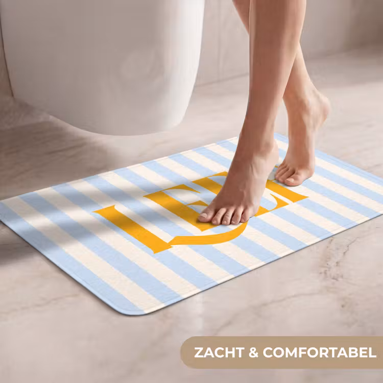 WC Mat - Oranje - Blauw - Strepen - Leef — 7