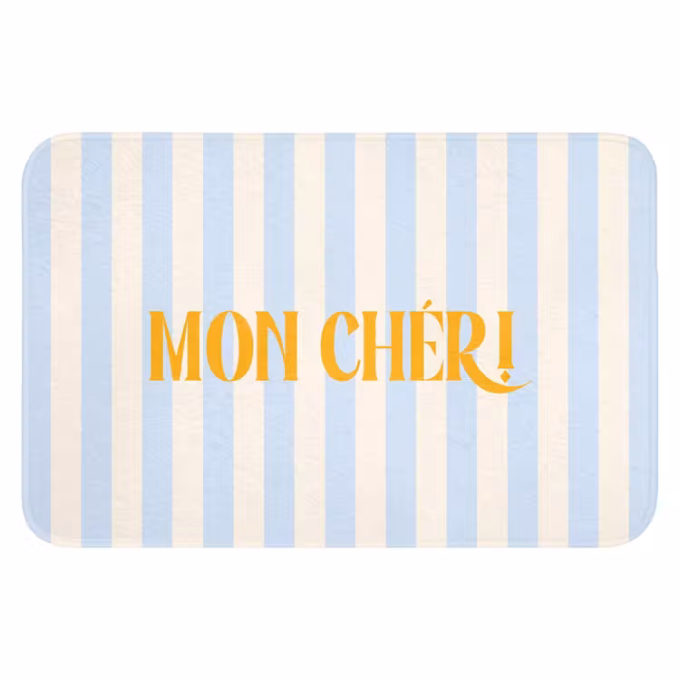 WC Mat - Oranje - Blauw - Strepen - Mon chéri — 1