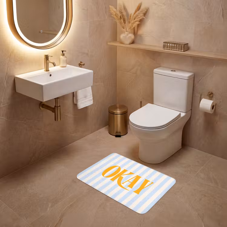 WC Mat - Oranje - Blauw - Strepen - Okay — 4