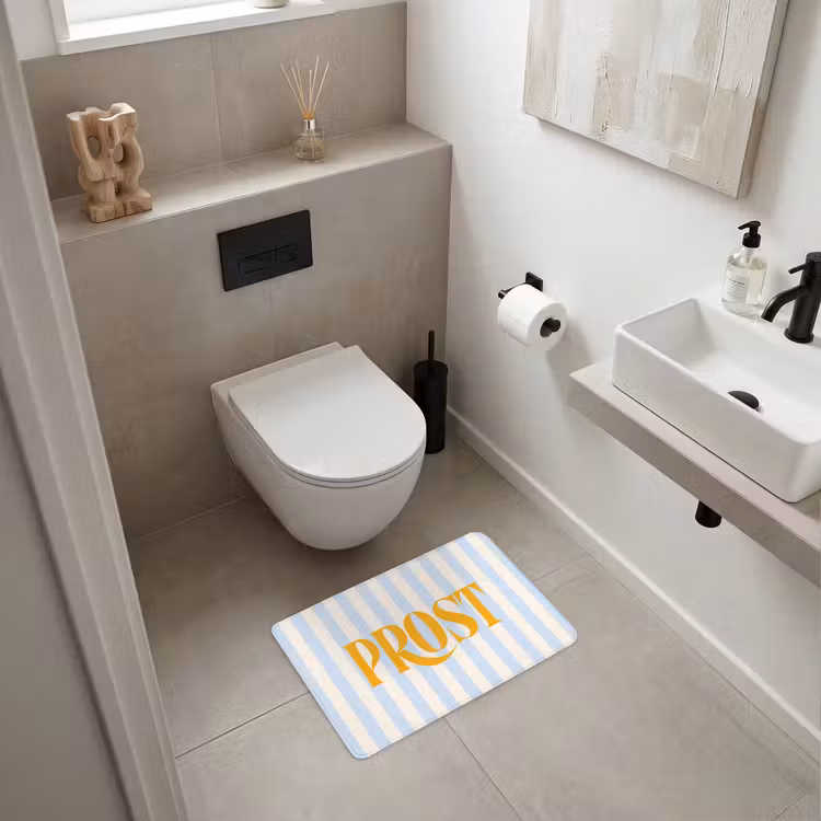 WC Mat - Oranje - Blauw - Strepen - Prost — 6