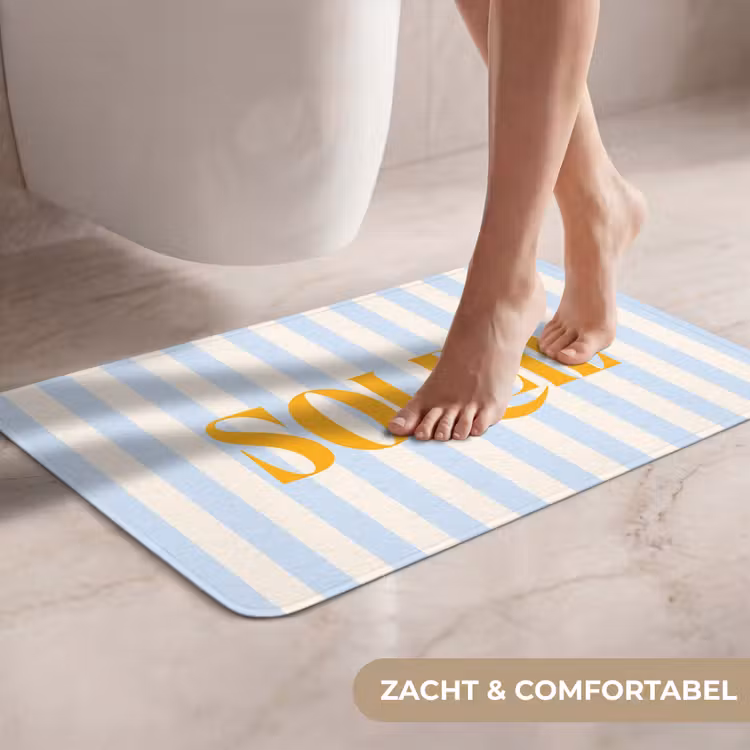 WC Mat - Oranje - Blauw - Strepen - Soleil — 7