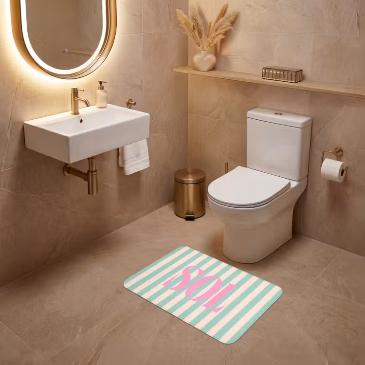 WC Mat - Roze - Groen - Strepen - Sol — 4