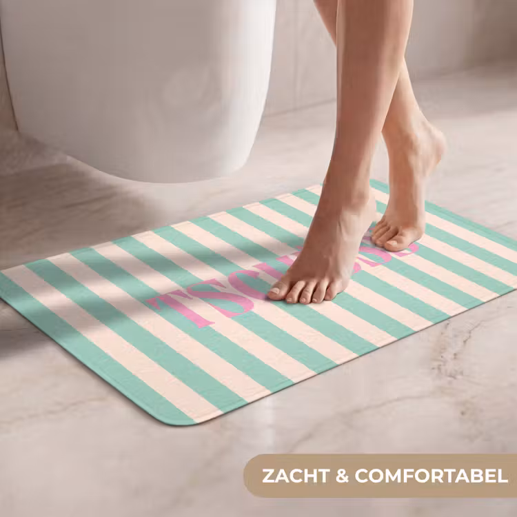 WC Mat - Roze - Groen - Strepen - Tschüss — 7