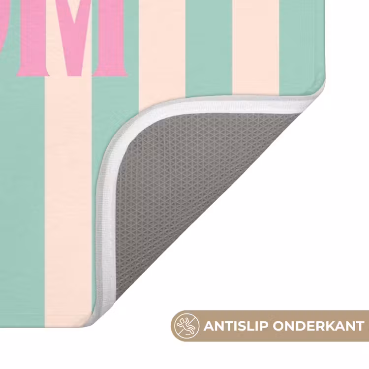WC Mat - Roze - Groen - Strepen - Welkom — 3