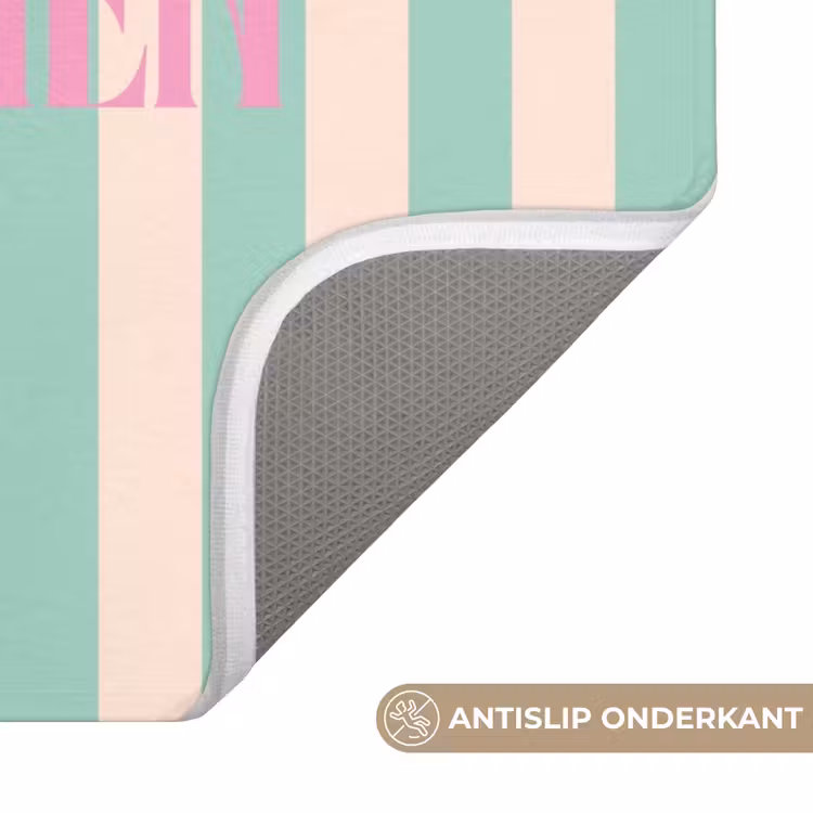 WC Mat - Roze - Groen - Strepen - Willkommen — 3
