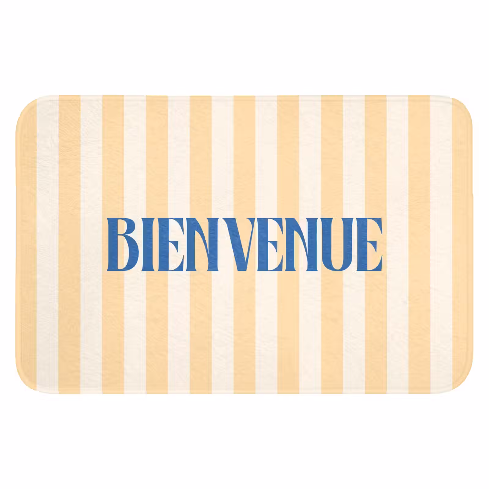 WC Mat - Blauw - Geel - Strepen - Bienvenue — 1