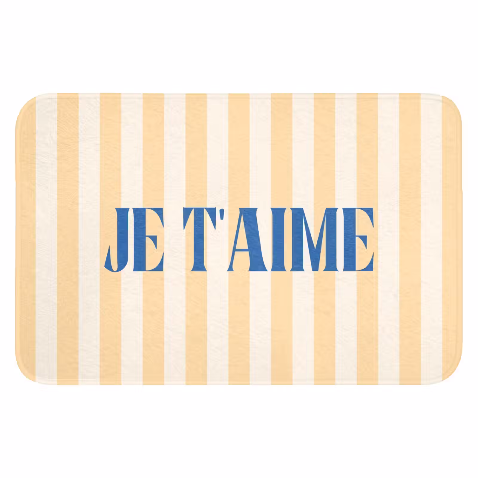 WC Mat - Blauw - Geel - Strepen - Je t'aime — 1