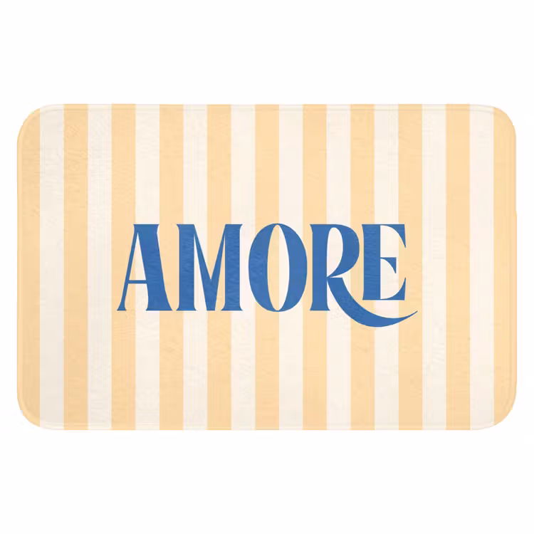 WC Mat - Blauw - Geel - Strepen - Amore — 1