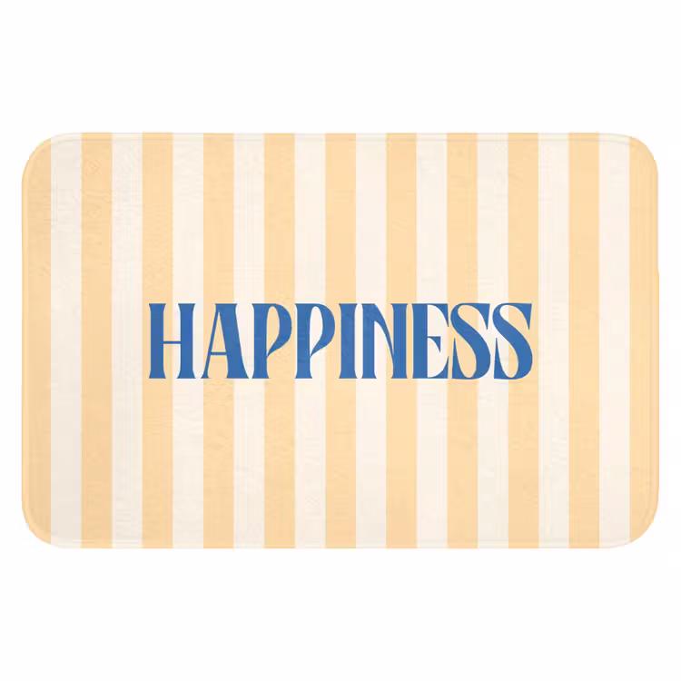 WC Mat - Blauw - Geel - Strepen - Happiness — 1