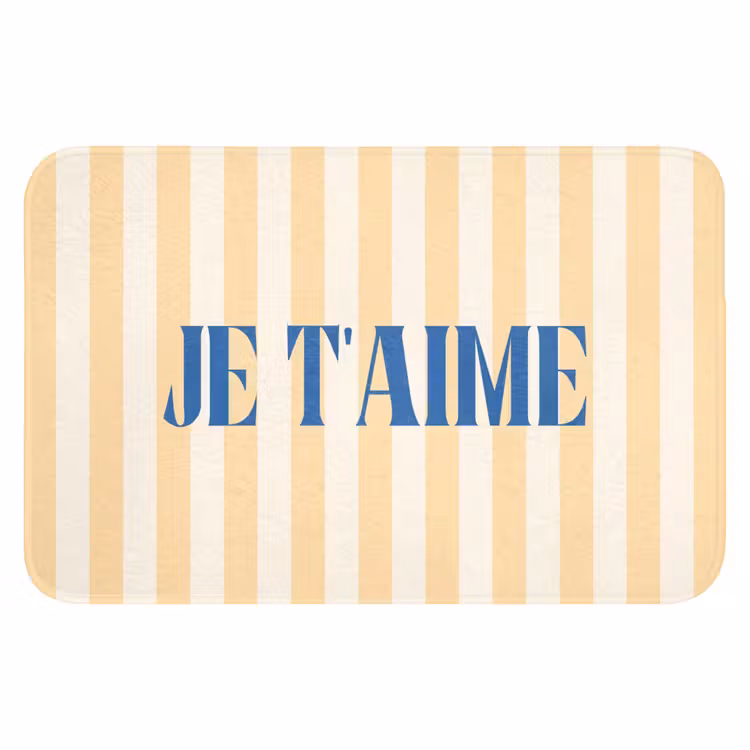 WC Mat - Blauw - Geel - Strepen - Je t'aime — 1
