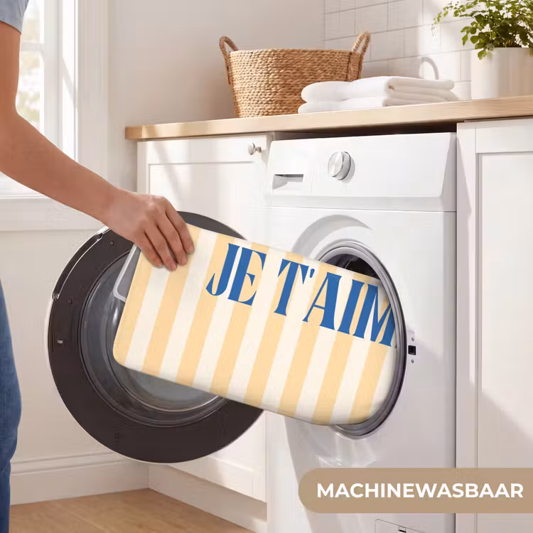 WC Mat - Blauw - Geel - Strepen - Je t'aime — 5