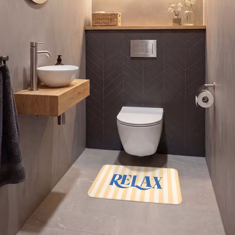 WC Mat - Blauw - Geel - Strepen - Relax — 2