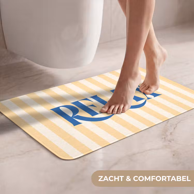 WC Mat - Blauw - Geel - Strepen - Relax — 7