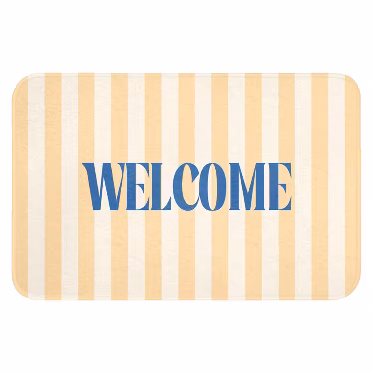 WC Mat - Blauw - Geel - Strepen - Welcome — 1